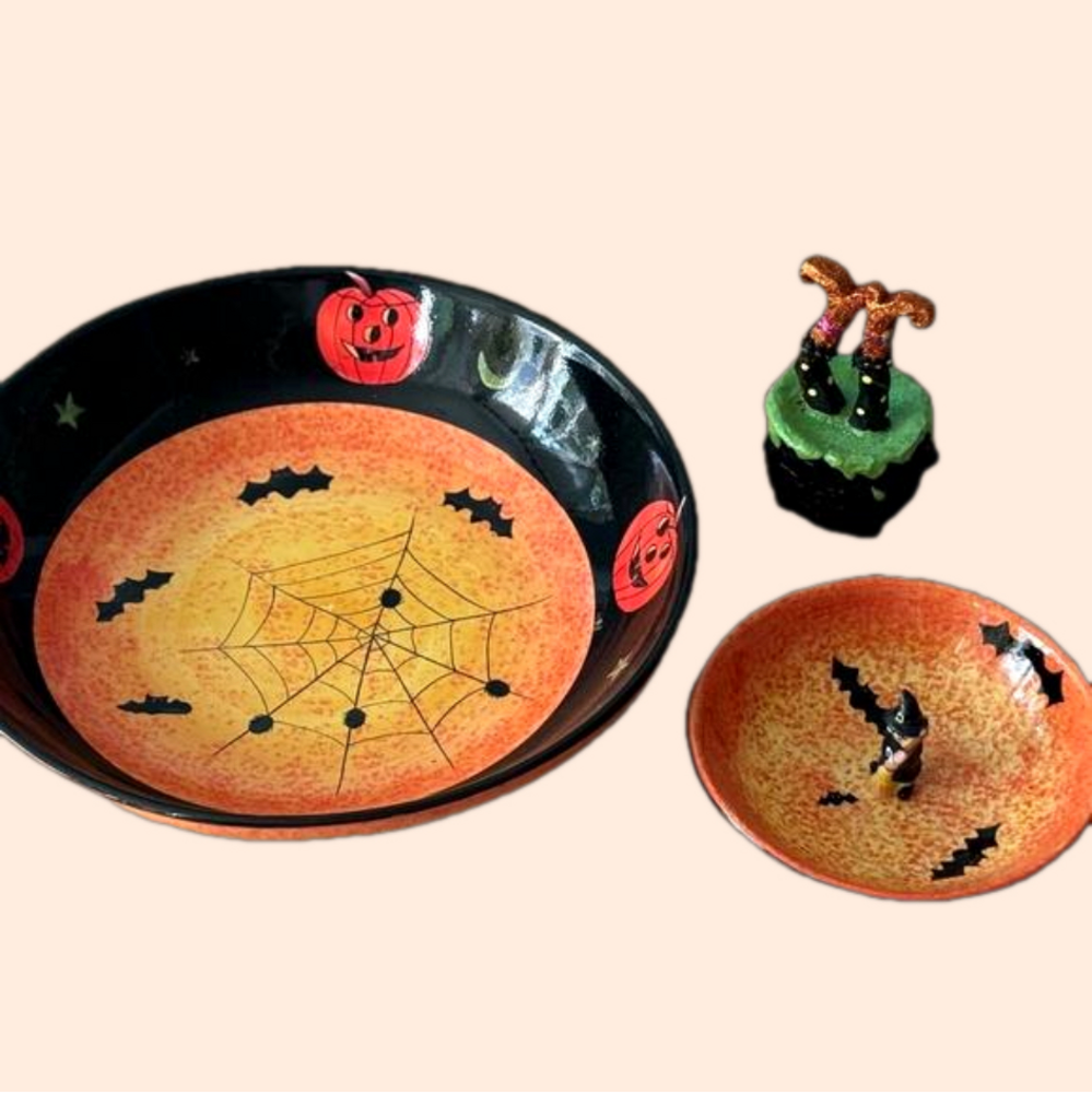 Vintage Halloween Trick or Treat Candy Bowl Collection, Set of 3 Collectible